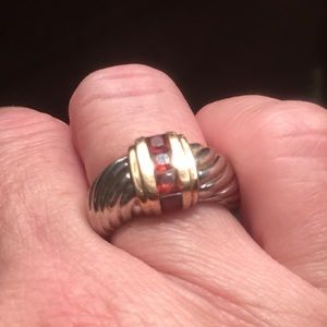 Precious Garnet/Gold/Silver Ring
